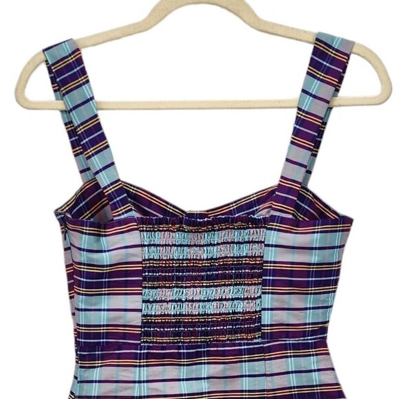 LPA Franca Dress in Purple Plaid Short Mini Dress Womens XXS - Picture 4 of 8